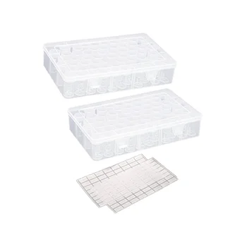 2 опаковане на кутии за диамант живопис, пластмасов контейнер за съхранение на камъка на 120 нишки, органайзер за съхранение на аксесоари за бродерия 5D