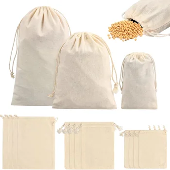 20 бр/лот Чанти от естествена бежовата памучен плат, малки памучни чанти на съвсем малък подарък пакети за съхранение на играчки, аксесоари за домашни любимци