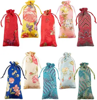 200-кратните копринени торбички на съвсем малък в китайски стил с флорални една вълнообразна модел, парчовые торбички за съхранение на бижута и монети.Опаковки за подаръци, шоколадови бонбони.