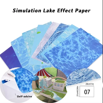 21 * 28 см Самодельная самозалепваща хартия с ефект на езерото, оформление на сграда с открит басейн, градинска украса за диорами 1бр