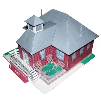 3D Модел на дома Red House Villa от хартия, модул за обучение курс за родители и деца по рукоделию, направи си сам играчка от хартия, Оригами