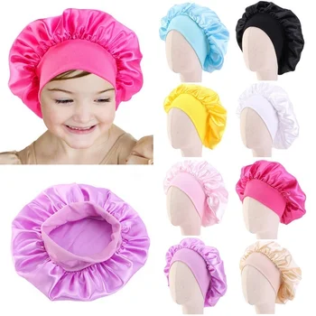 8 цветове за момичета и момчета, копринено сатен шапчица, тюрбан, широките ластични ленти, шапчица да нощен сън