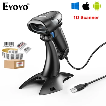 Eyoyo EY-H3 Ръчно USB Жична баркод Скенер 1D Лазерен Четец на баркод С Кабел с дължина 2 М Plug & Play се Използва За Библиотека, Магазин, Склад