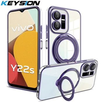 KEYSION Прозрачен Калъф с Покритие за VIVO Y35 Y02S Y22 Y22S Y11 Y15 Y16 Y17 Y12S Y20 Y20i Y20S Защитна Стойка За Камера Калъф За вашия Телефон