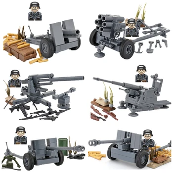 WW2 Военни Строителни Блокове Фигурки на Войници Подаръци Оръжия като Пистолети Германия артилерия Едностранно Фигурки, Играчки За Бебета Мини Тухли