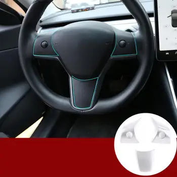 Аксесоари за интериора на автомобила за Tesla, Модел 3 2017-2019 ABS, червено/Сребро/от въглеродни влакна пластмаса, бутон колела, декоративни рамки, аксесоари за Автомобили