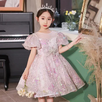 Висококачествени детски дрехи с пайети рокля за кръщение за рожден Ден, рокли на принцеси за Кръщенета за момичета, празнични рокли за Великден Ейд