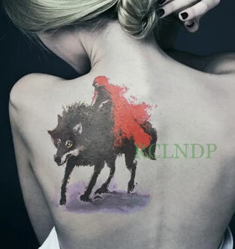 Водоустойчив временна татуировка Стикер на гърба на вълк с татуировка момиче етикети флаш татуировка фалшиви татуировки за жени