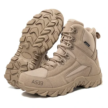 Военни тактически кожа ботильоны за мъже, dr. обувки за пустинята, улични мъжки обувки от волска кожа, от велур, водоустойчиви нескользящие обувки на платформа