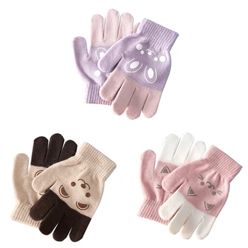 Детски ръкавици за ръце 4-8 години, улични ръкавици за деца, мультяшные ръкавици за момчета и момичета, зимни топли плетени калъф за ръкавици