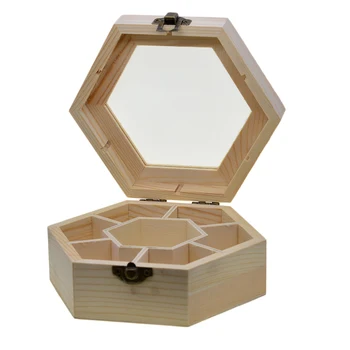 Дървена кутия за съхранение със 7 отделения | Модерен органайзер за бижута и аксесоари
