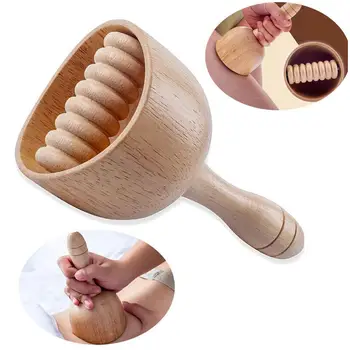 Дървена роликовая чаша с лечебна масажна пръчка за премахване на лимфния дренаж на тялото Ръчни Чаши за масаж Ръчно изработени