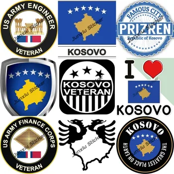 Етикети за ветерани Косово Vinyl стикер с Орел върху знамето на Косово Стикер на колата на стопанските КОСОВО Стикер с флага на страната на Косово Град Призрен