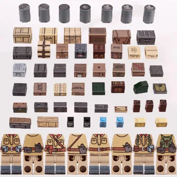 Етикети със съветските войници от Втората световна война Строителни блокове Опаковане на играчки военни материали Кутии с фигурки от Германия и САЩ Оръжия MOC Bricks O026