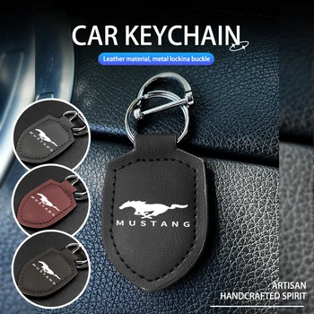 За Mustang Кожена Емблема за стайлинг на автомобили, ключодържател, ключодържател Mustang Fiesta, Kuga Edge Mondeo Explorer Shelby GT