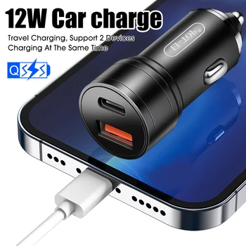 Зарядно за кола за телефон с два изхода за бързо зареждане, универсално зарядно устройство за мобилни телефони USB Type-C за бързо зареждане на Huawei, Xiaomi iPhone 14