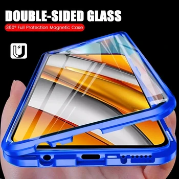 Магнитен прозрачен калъф за Samsung Galaxy A70S A71 A72 4G 5G A73, прозрачен двустранен със стъклен капак