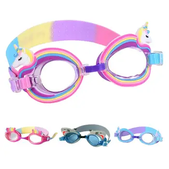 Мультяшные очила за тренировки по плуване, сладки водоустойчив очила за плуване HD за момичета и момчета с регулируема каишка силикон, асистент по плуване