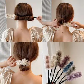 Ново устройство маша за коса Girls Flower Хапчета Head Мързел Head Dish Gods Чиста Червена перла Аксесоари за детски женските шапки в корейски стил