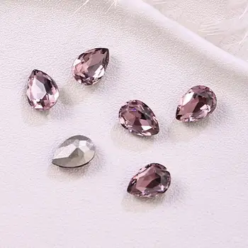 Открий кристали Здрави очарователни аксесоари за нокти 10 бр. Розови изкуствени кристали с острия дъно за по-лесно нанасяне
