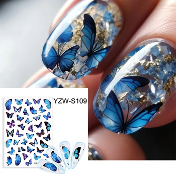 Пеперуда 3D Стикер за нокти Цветна Пеперуда САМ Стикер за нокти Цветен Дизайн нокти Дизайн декорация на нокти