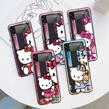 Тънък Сгъваем Калъф за Samsung Galaxy Z Flip3 Flip 4 Flip4 5G Flip 5 Модерен Мобилен Телефон Funda Hello Kitty Kuromi