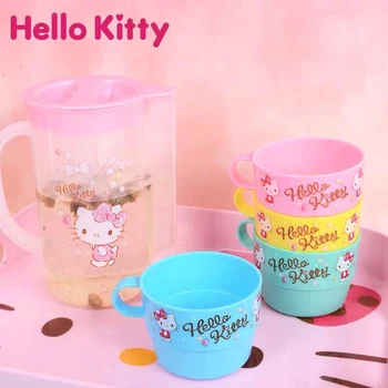 Чайник Hello Kitty Креативна Скъпа Бутилка За Вода Чаша За Вода Годишно С Голям Капацитет, Висока Кана Плодов Чай Студен, Определени Чай