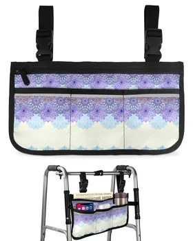 Чанта за инвалидна количка в бохемския етнически стил с джобове, подлакътници, странични чанти, Пешеходната рамка за електрически скутер, чанта за съхранение