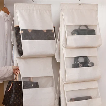Чанта за съхранение на подвесная чанта на тъканта, двустранен многопластова прозрачна пылезащитная чанта подвесного тип домакински шкаф за съхранение на вещи