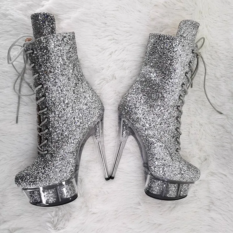 LAIJIANJINXIA/ Нови Дамски официални обувки на платформа и висок ток с изкуствен покрив 15 см/6 см, Модерните обувки за танци На един стълб, 007