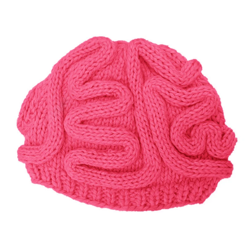 Капачка във формата на мозъка, Вълнена шапка ръчно плетени, Разтеглив шапки, дамски, Мъжки ежедневни шапки за партита, Пародия на мозъчната шапка на ужасите, Зима, 10 цвята