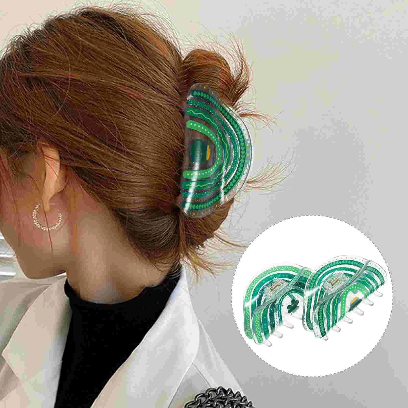 2 елемента Фиба за коса във формата на ноктите, Фестивални Щипки за коса на Деня на Св. Патрик, Дамски Аксесоари за коса