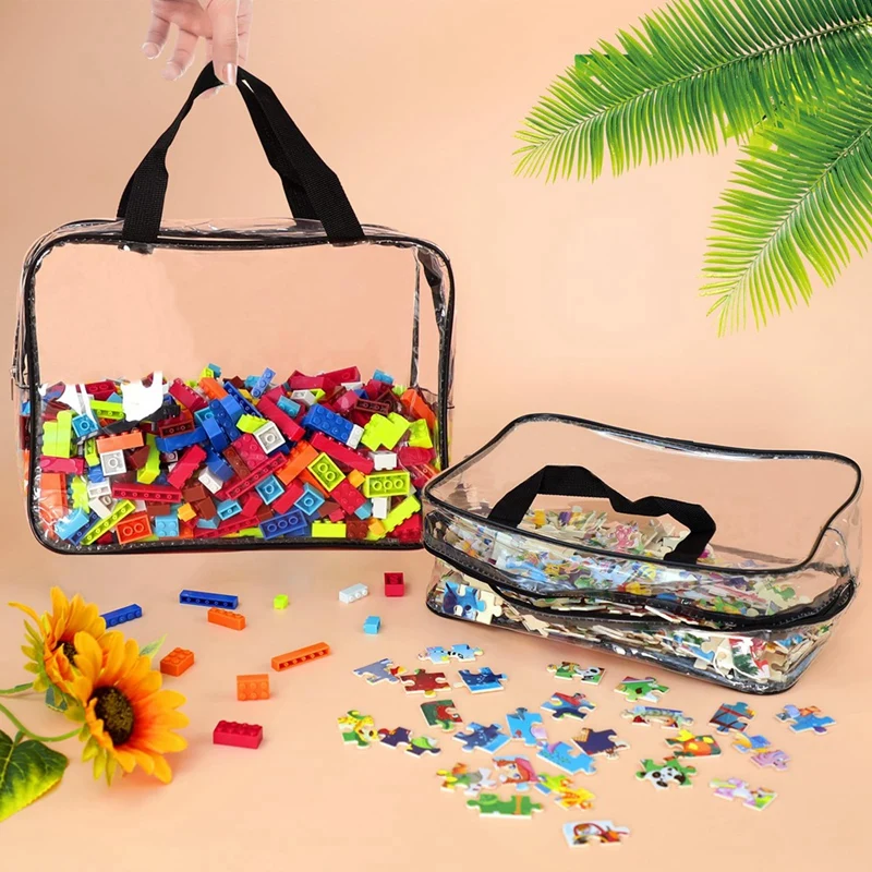 Големи чанти за съхранение на играчките с етикети, за многократна употреба прозрачни игри на маса от PVC, водоустойчиви торбички-организаторите за пътуване с цип, трайни