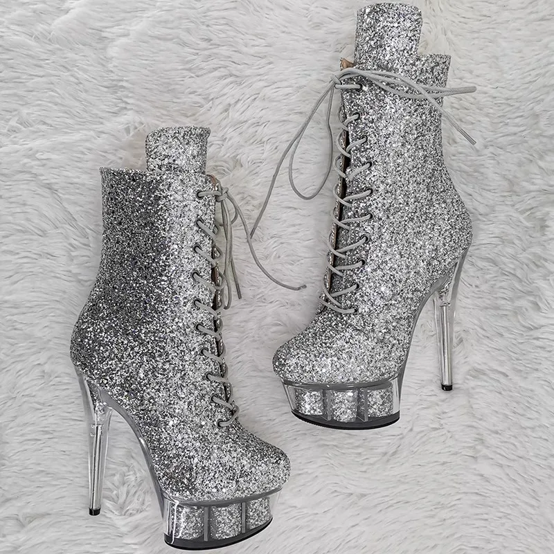 LAIJIANJINXIA/ Нови Дамски официални обувки на платформа и висок ток с изкуствен покрив 15 см/6 см, Модерните обувки за танци На един стълб, 007