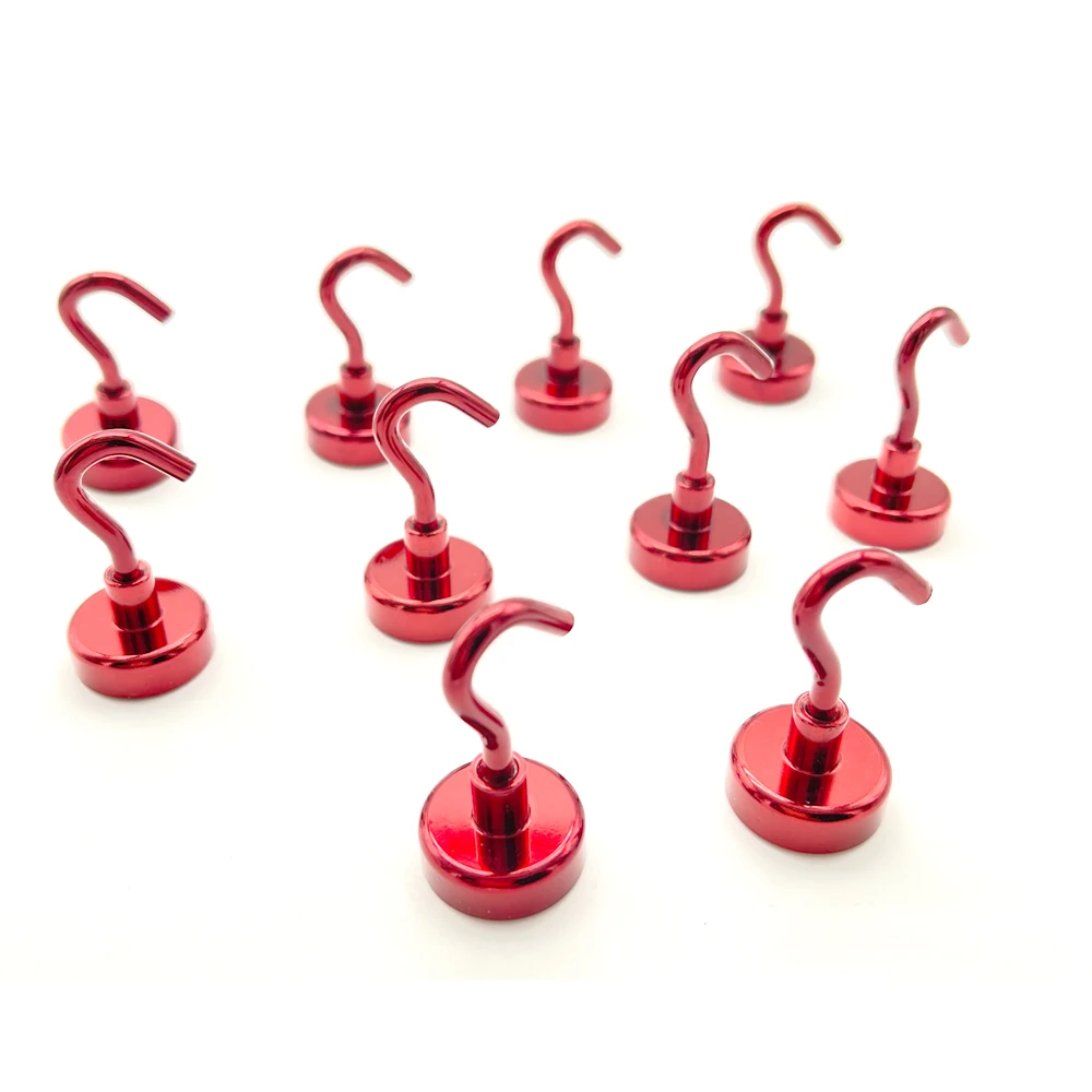 10 бр. червени магнитни куки Тежкотоварни магнитна кука, за къща, кухнята, работното място D16mm D20mm D25mm D32mm Магнитните куки