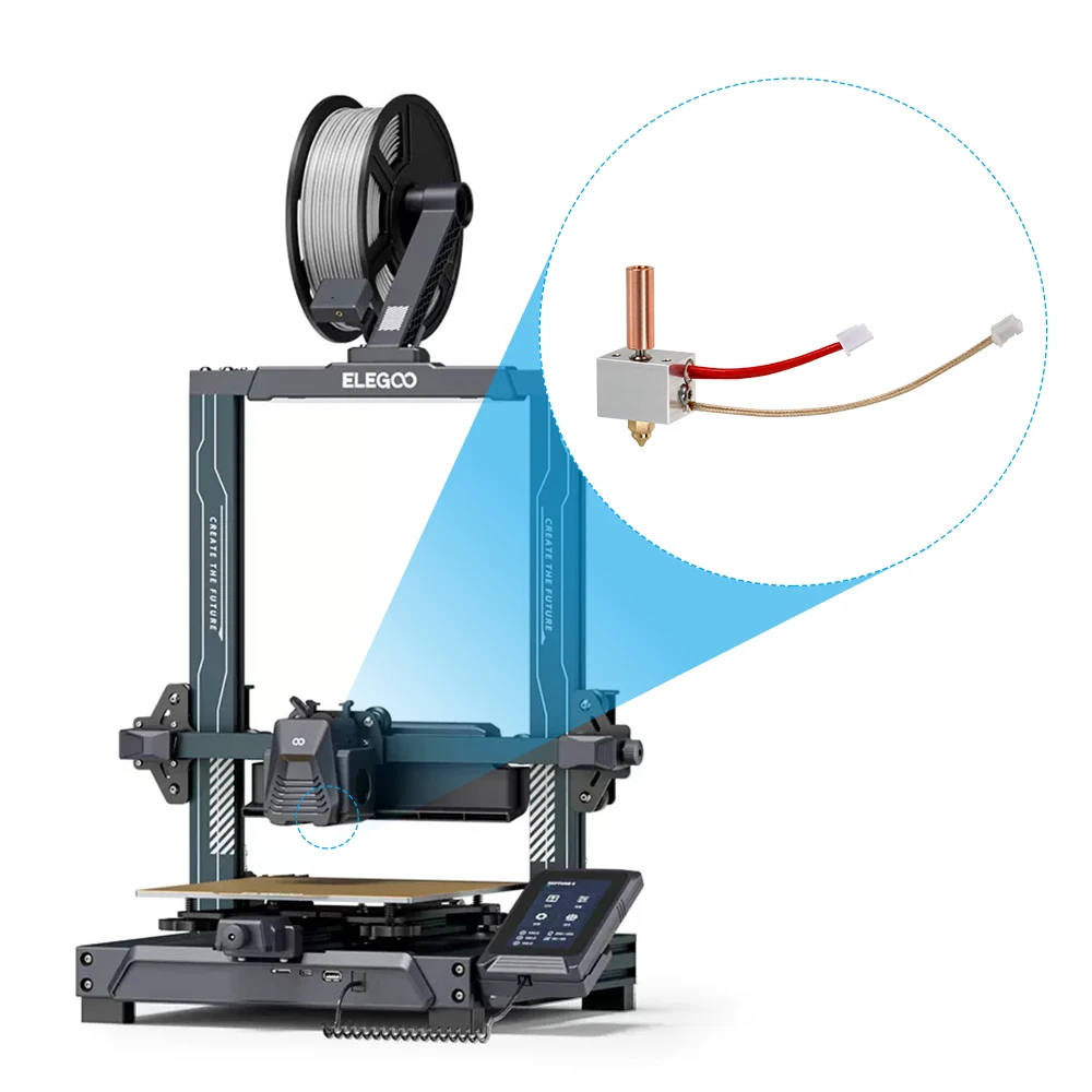 Hotend Комплект за Elegoo Neptune 4 3D принтер Обновен метален нагревателен блок с медна тръба, латунная наставка, отопление прът, термистор